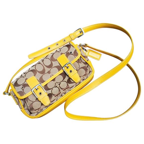 Y2k Coach 6686 Signature Mini Satchel Yellow Leather Crossbody Purse - Picture 1 of 15